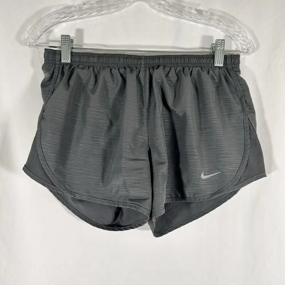 Nike Running Shorts Women's Small Grey Pull On Lined Drawstring Zip Pocket 3